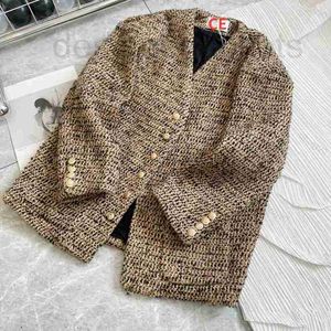 Womens Wool Blends Designer wollen jas losse Britse V-hals pak dames herfst en winter verdikte schapen trui vest O74K