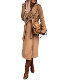 Femmes laine mélanges élégant manteau de laine pour femmes décontracté Streetwear mode vestes solide lâche col rabattu automne hiver manteaux 231023