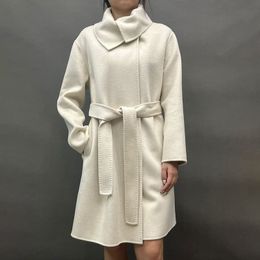 Mezclas de lana para mujer Abrigos de cachemira para mujer Gabardina elegante para mujer Abrigo largo para mujer con cinturón WB5807S 230831