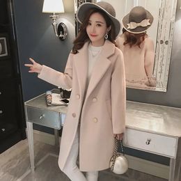 Femmes laine mélanges de luxe élégant hiver pardessus Long manteau de laine Cardigan angleterre Style femme ample solide veste 231023