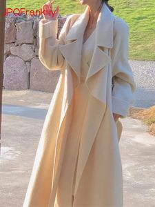 Mélanges de laine pour femmes hors tweed blanc manteau automne et hiver vintage hauteur tempérament décontracté veste épaisse tendance femmes 231114