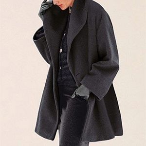 Dameswol Blends Warme vrouwen mode multi-kleuren sjaalkraaglagen jas casual fleece jas