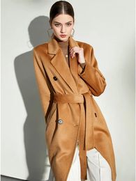 Manteau en laine et cachemire pour femmes, mélange de laine, ondulation d'eau, double face, vêtements coréens pour femmes, automne et hiver, 231018