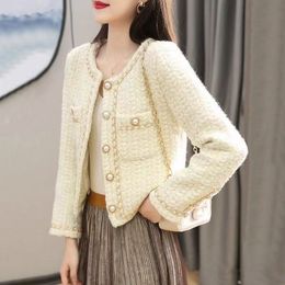 Mélanges de laine pour femmes hiver automne veste coréenne femme manteau court français petit parfum tempérament femmes Tweed vêtements d'extérieur A309 230905