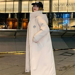 Dames wolmengsels winter dames koude jas parka's super capuchies lange gevulde jas losse Koreaanse mode groothandel sneeuw outercoat 221007