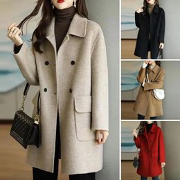 Manteau en laine mélangée pour femmes, élégant, ne se décolore pas, pardessus à double boutonnage, vêtements d'hiver pour un usage quotidien, 231021