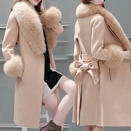 Mezclas de lana para mujer Abrigo de lana Mujeres de invierno Versión coreana de las chaquetas de cuello de piel grande de autocultivo Chaqueta de abrigo de lana Parka 231110