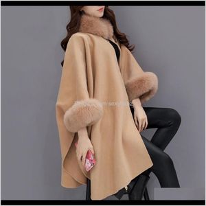 Femmes Laine Mélanges Xxl Plus Taille Long Manteau D'hiver Femmes Coton Pardessus Camel Tricots Châle Cape Feminino Chaud Survêtement Poncho Femme Ocihz