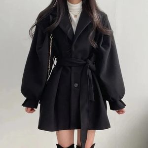 Dameswolmengsels Y2k Koreaanse zwarte wollen jas jas streetwear elegante esthetische gothic vest truien tops dames bovenkleding grote maten kleding 231019