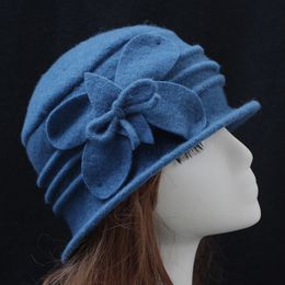 Women wol opvouwbare cloche emmer hoed met bloem accent 8 kleuren beschikbaar Gratis verzending