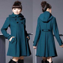 Manteau en laine pour femmes vêtements pour femmes manteau en laine moyen et long à capuche double boutonnage manteau coupe-vent femmes