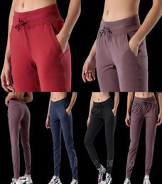 dames Yoga Stof Nakedfeel Workout Sport Joggers Broek Dames Taille Trekkoord Fitness Hardloop Zweetbroek met Twee Zijzakken7739495