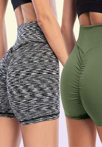 Tenue de short de yoga pour femmes, butin froncé, taille haute, pantalon court de levage des fesses, 3705924