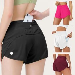 Shorts de yoga pour femmes tenues avec de l'exercice Fiess porte des filles courtes coulant des pantalons élastiques poches de vêtements de sport