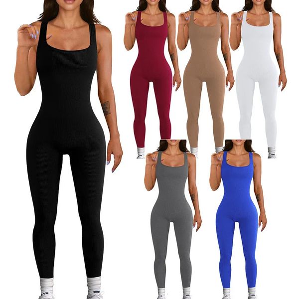 Femmes Yoga Survêtement Combinaison Sans Couture Sportswear Yoga Costume Gym Push Ups Fitness Entraînement Body Grande Taille 3XL 240304