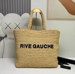 Sac à main de mode en raphia pour femmes Rive Gauche Sac de plage de luxe Poignée supérieure fourre-tout pour hommes en lin tissé Sac de panier en raphia Pochette Shopper Sacs à bandoulière en paille