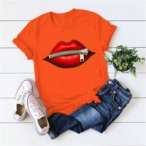 T-shirts de lèvres à fermeture éclair pour femmes