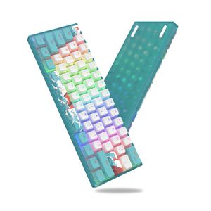 Woalier WK61 Coral Sea 60% Keyboards mécaniques Clavier à écharpe chaud Ultra-compact RVB Gamer Clavier Pudding PBT Keycap Crystalline
