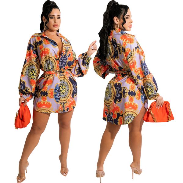 Womnes Blouses Robes Courtes Fit À Manches Longues Robe D'affaires Chemise À Rayures Femmes Vêtements Casual Une Pièce Jupe Frocks Blouse taille S-2XL