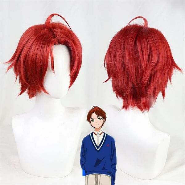 WONDER EGG PRIORITY Momoe Sawaki Cosplay perruque progressive rouge foncé résistant cheveux synthétiques pour Halloween cheveux Cap222w