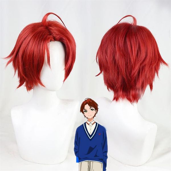 WONDER EGG PRIORITY Momoe Sawaki Cosplay perruque progressive rouge foncé résistant cheveux synthétiques pour Halloween cheveux Cap268I