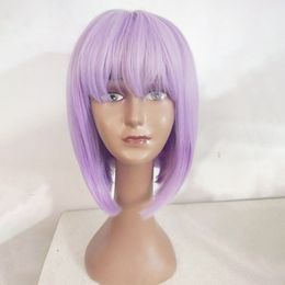 Maravillosa fiesta peluca sintética de juego de rol Bob púrpura corta de 14 pulgadas para niña