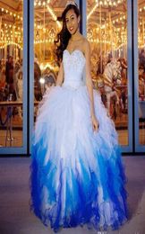 Merveilleuses robes de quinceanera pas cher 2019 Sweetheart Ruffles Ruffles Debutante Blue Masquerade Prom Ball Robes personnalisées Sweet 16 1846967