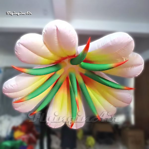 Magnifique ballon de fleur de lys gonflable en suspension en suspension avec lumière LED pour décoration de fête