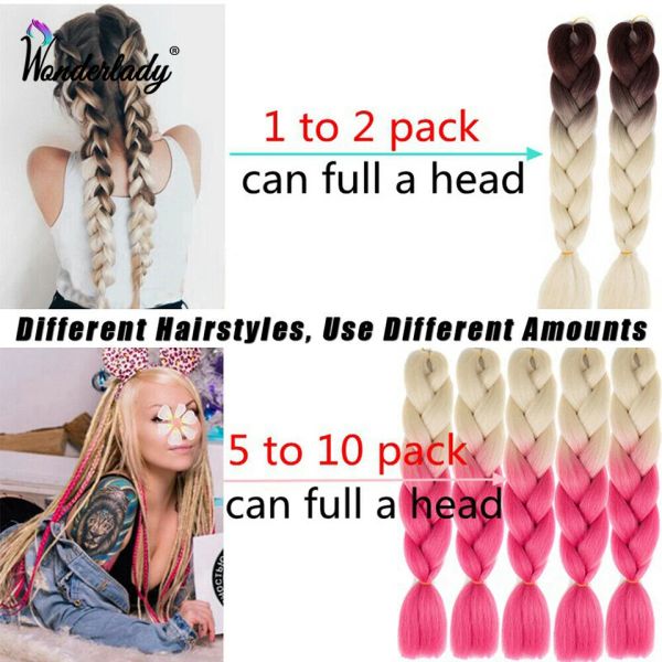 Wonderlady 24 pouces 120 couleurs tresses jumbo tresses synthétiques tresses extensions de cheveux pour femmes 100g ombre twist coiffure