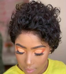 Wondero Curls Bob Lace Front Wigc 150 Desnity Pixie Cut Wigo Short Curlg Cheveux Humains Wigk Remy Brésilien Naturel Bouclé Shorty Wigy6295016