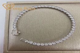 Wong Rain 100 925 argent Sterling 3 3 MM créé Moissanite pierres précieuses Bracelet charme Bracelet de mariage bijoux fins entier CX2001936757