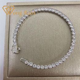 Wong Rain 100% 925 argent sterling 3 3 mm créé Moisanite Gemstone Bangle Charm Bracelet Fine Bijoux entier CX200702289P