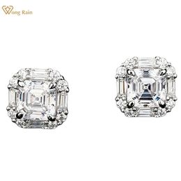 Wong Rain 925 Sterling Silver Asscher Cut Wedding Wedding Pendientes simples Regalos de joyería exquisita 240429