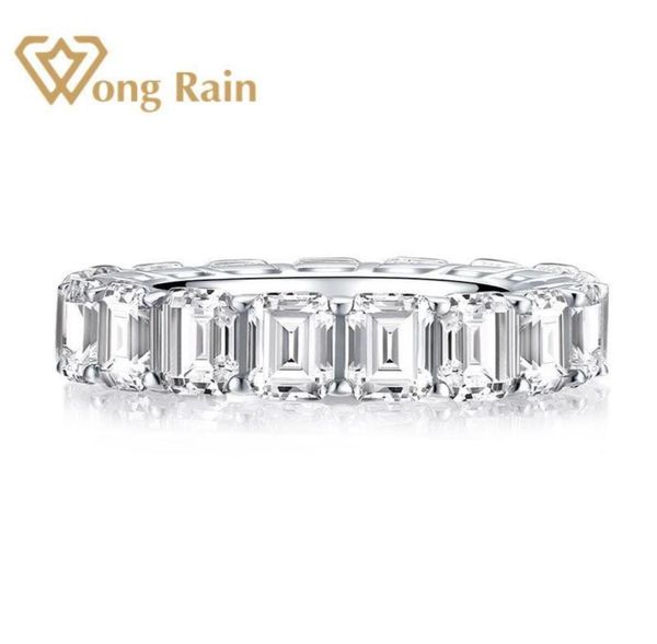 Wong Rain 925 Corte de esmeralda de plata esterlina creó diamantes de piedras preciosas moissanite anillo de compromiso de boda joyas finas y1125706507