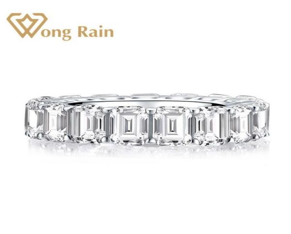 Wong Rain Anillo de compromiso de boda con diamantes de piedras preciosas de moissanita creado con corte esmeralda de plata de ley 925, joyería fina entera Y1121989929