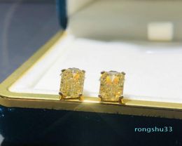 Wong Rain Classic 100 925 Sterling Silver Created Moissanite Citrine Gemstone oorbellen Ear Buds Wedding Fine Jewelry2748447