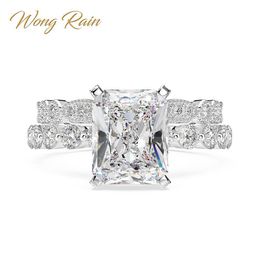 Wong Rain Luxe 100% 925 Sterling Zilver Gemaakt Moissanite Gemstone Engagement Ring Sets Wedding Band Fijne Sieraden Groothandel T200908