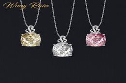 Wong Rain romantique 100 925 argent Sterling créé Moissanite Citrine saphir pierre précieuse pendentif collier bijoux fins entier C4892323