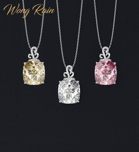 Wong Rain romantique 100 925 argent Sterling créé Moissanite Citrine saphir pierre précieuse pendentif collier bijoux fins entier C1898857