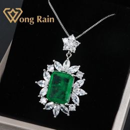 Wong Rain Vintage 100% 925 Sterling Zilver Gemaakt Moissanite Emerald Edelsteen Bruiloft Hangende Ketting Fijne Sieraden Hele LJ2275D