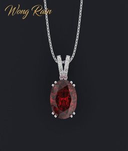 Wong Rain Vintage 100 925 Siltling Silver Created Moisanite Ruby Sapphire Citrine Gemstone Pendant Collier Bijoux entier Q053124814519