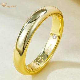 Wong Rain Vintage 18K GOUD GOLD 925 Sterling Silver No Gemstone trouwring Elegant paar Ring Fijne sieraden Geschenken Groothandel 240401