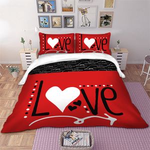 Wongs – parure de lit en forme de cœur d'amour, ensemble de literie de couleur rouge, housse de couette et taie d'oreiller, textile de maison, C0223