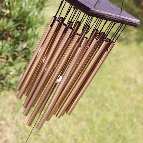 Cloches éoliennes en bois et en métal suspendus 16 tubes carillons éoliens cour jardin vie en plein air carillons éoliens décor à la maison cadeau de noël Y2009033002