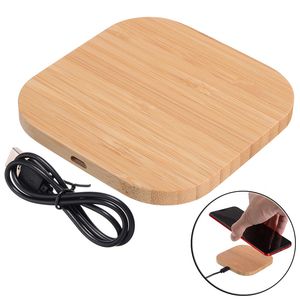 Cargador inalámbrico de bambú de madera Pad Qi de carga rápida para iPhone 11 Pro Max Samsung Note10 S10 Plus con paquete minorista Protección del medio ambiente