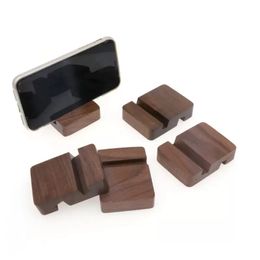 Wood Black Walnut Mobile Phone Holder Flat Support Desktop Simple Beech Lazy Mobile Phone Base Houten Base Gratis verzending