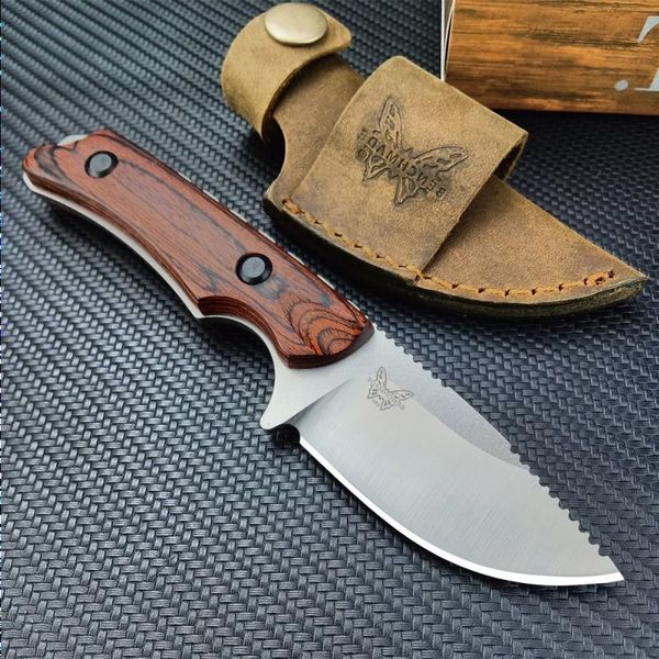 Bois BM 15017 Point CPM-S30V Hunter Couteau court Canyon Satin Drop Outdoor EDC Gros Poignée Fixe Lame Cachée Bushcraft Survival Co Mvsh