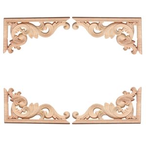 Houten gesneden houten beeldjes ambachten houten snijversie hoek appliques frame wanddeur meubels decoratieve beeldjes houten miniaturen