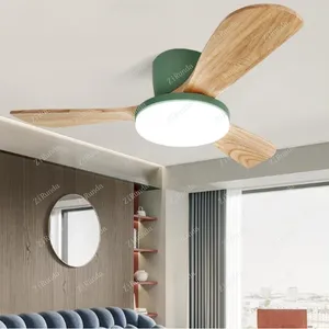Ventilateurs de plafond en bois avec lumière 42 52 pouces DC 35W télécommande Led salon chambre ventilateur lumières 220V 110V