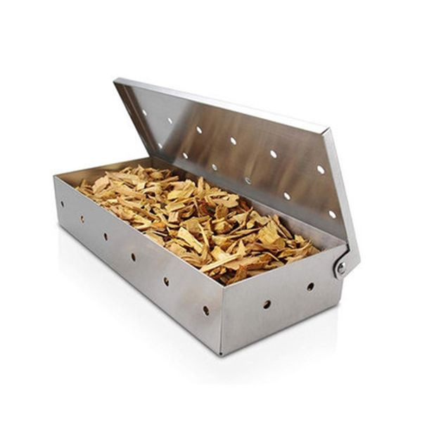 Copeaux de bois BBQ Smoker Box pour intérieur extérieur charbon de bois barbecue grill viande infusée fumée saveur accessoires 210423